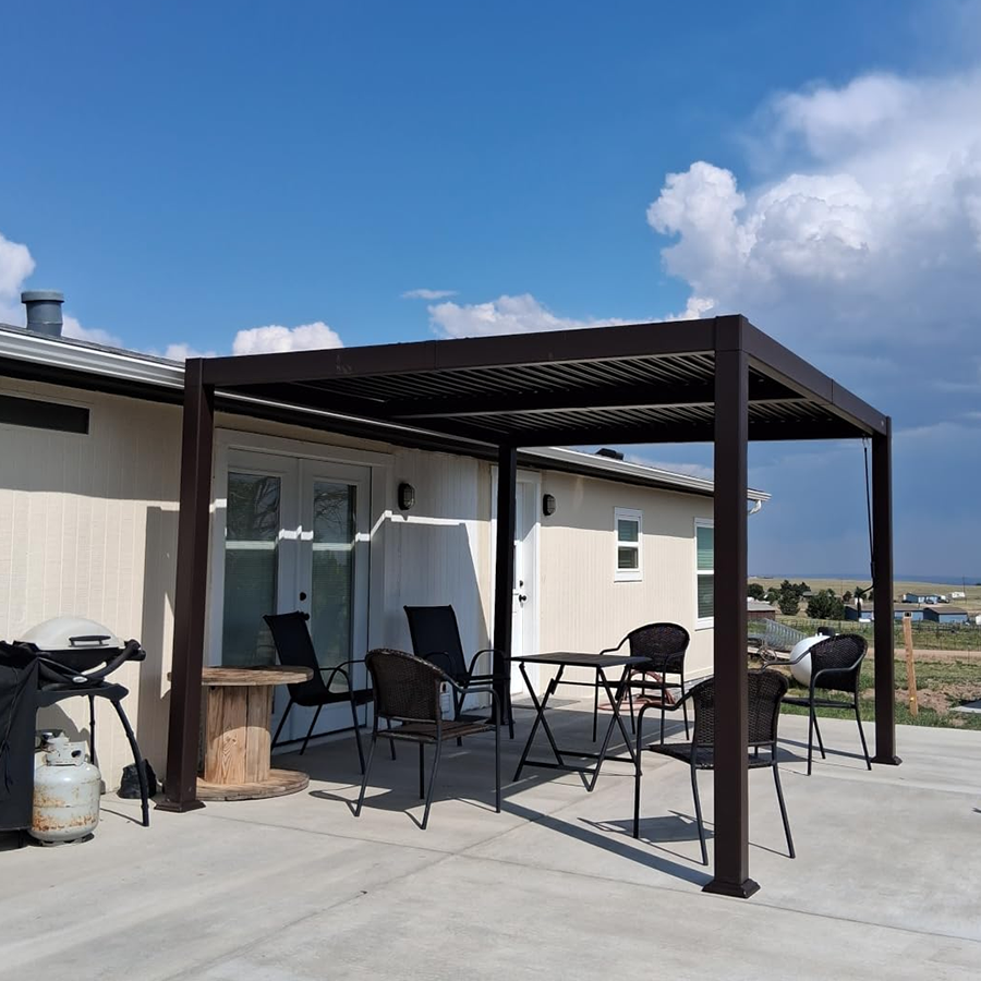 PURPLE LEAF Caesar Louvered Pergola Outdoor Adjustable Roof Modern Patio Aluminum Pergola for Deck Backyard Garden Hardtop Gazebo Bronze