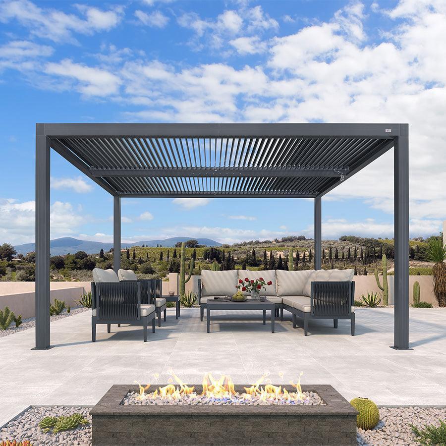 PURPLE LEAF Athena Louvered Pergola Outdoor Aluminum Pergola with Adjustable Roof for Deck Backyard Garden Hardtop Gazebo