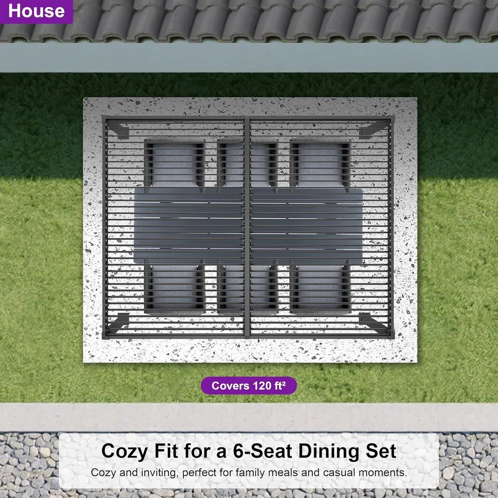 PURPLE LEAF Caesar Outdoor Louvered Pergola Patio Sun Shade Shelter with Adjustable Hardtop Patio Pergola Grey