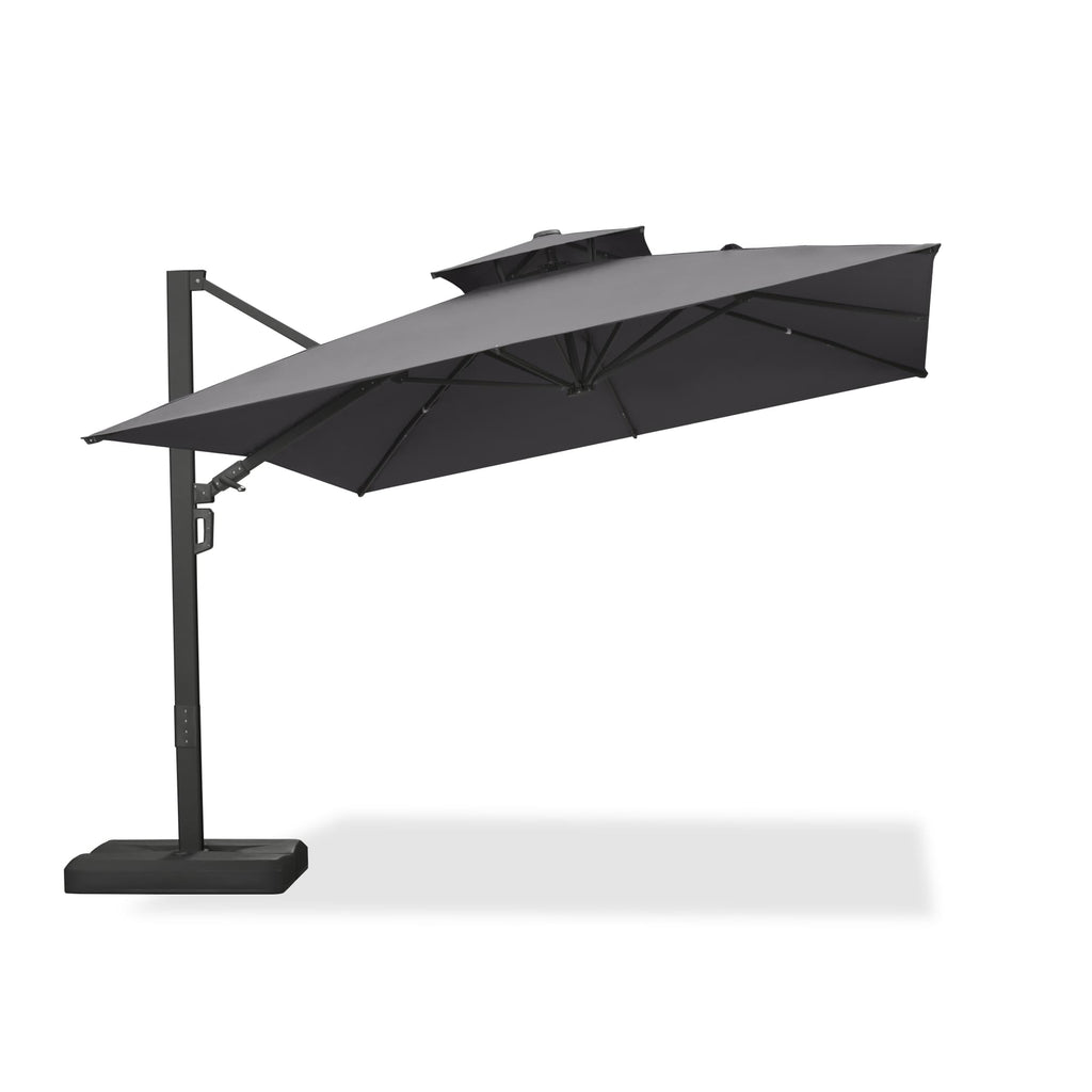 PURPLE LEAF – Parasol de terrasse déporté avec structure métallique Charcoal et toile ventilée pour cour et jardin