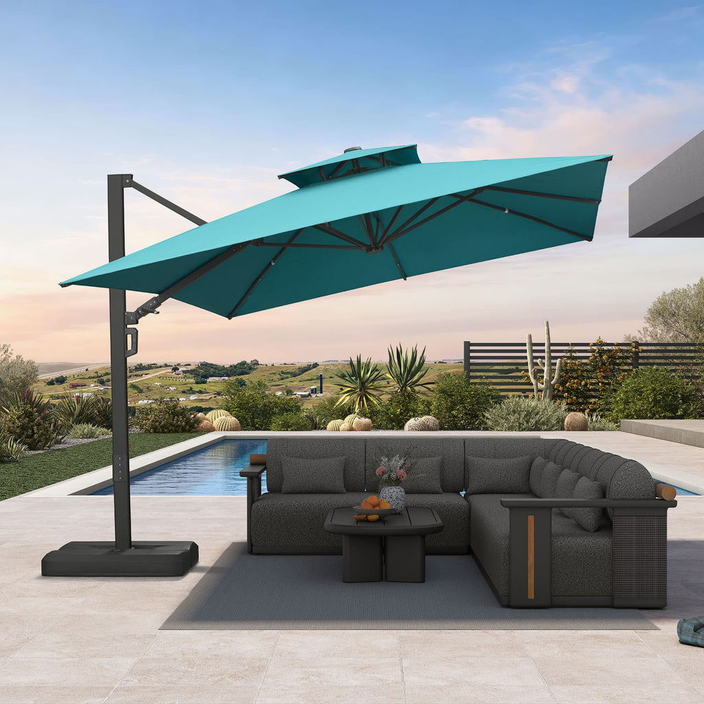 PURPLE LEAF – Parasol de terrasse déporté avec structure métallique Charcoal et toile ventilée pour cour et jardin