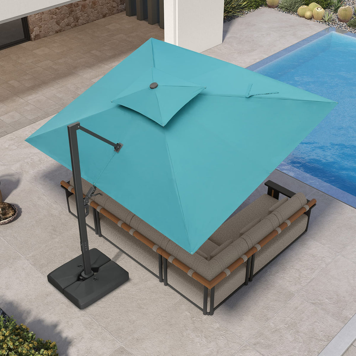 PURPLE LEAF – Parasol de terrasse déporté avec structure métallique Charcoal et toile ventilée pour cour et jardin