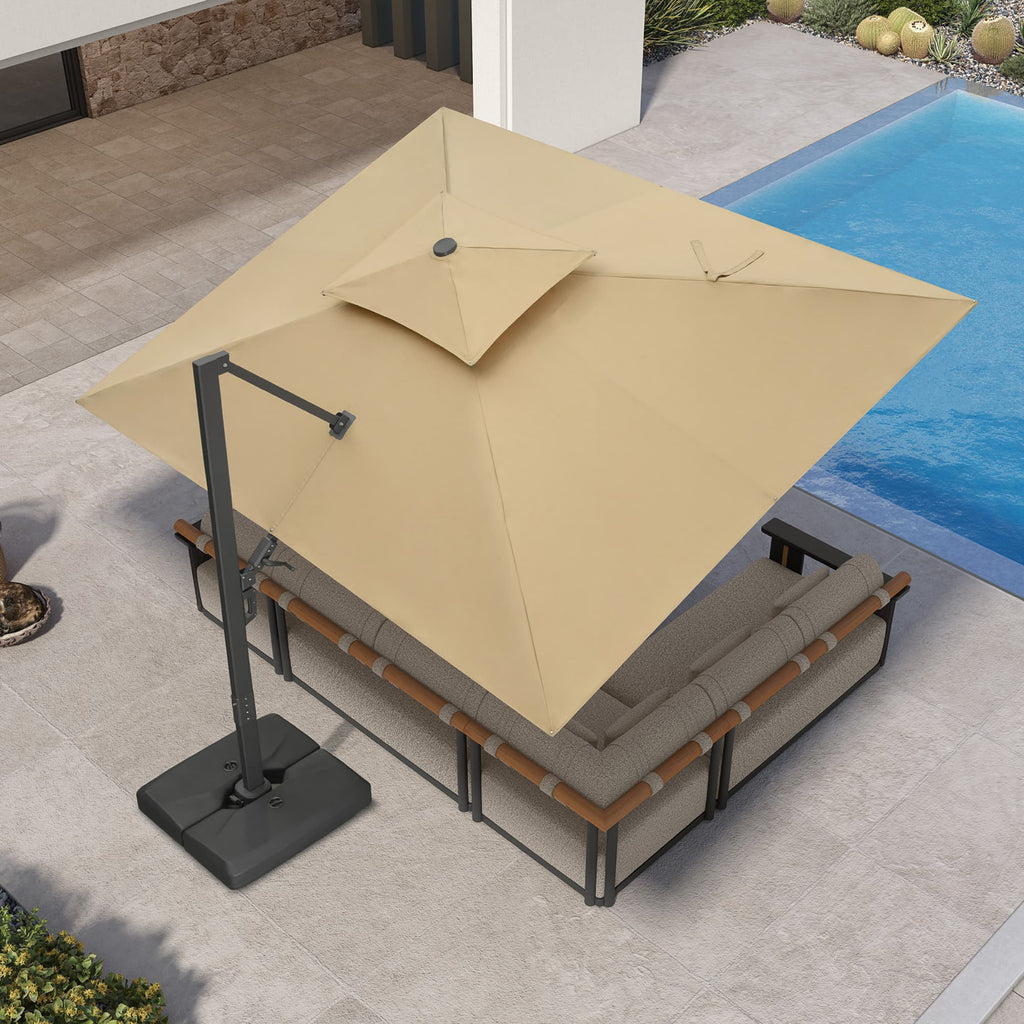 PURPLE LEAF – Parasol de terrasse déporté avec structure métallique Charcoal et toile ventilée pour cour et jardin