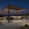 PURPLE LEAF Athena Louvered Pergola Grey Outdoor Aluminum Pergola with Strip Lights Adjustable Gazebo for Patio Deck Garden