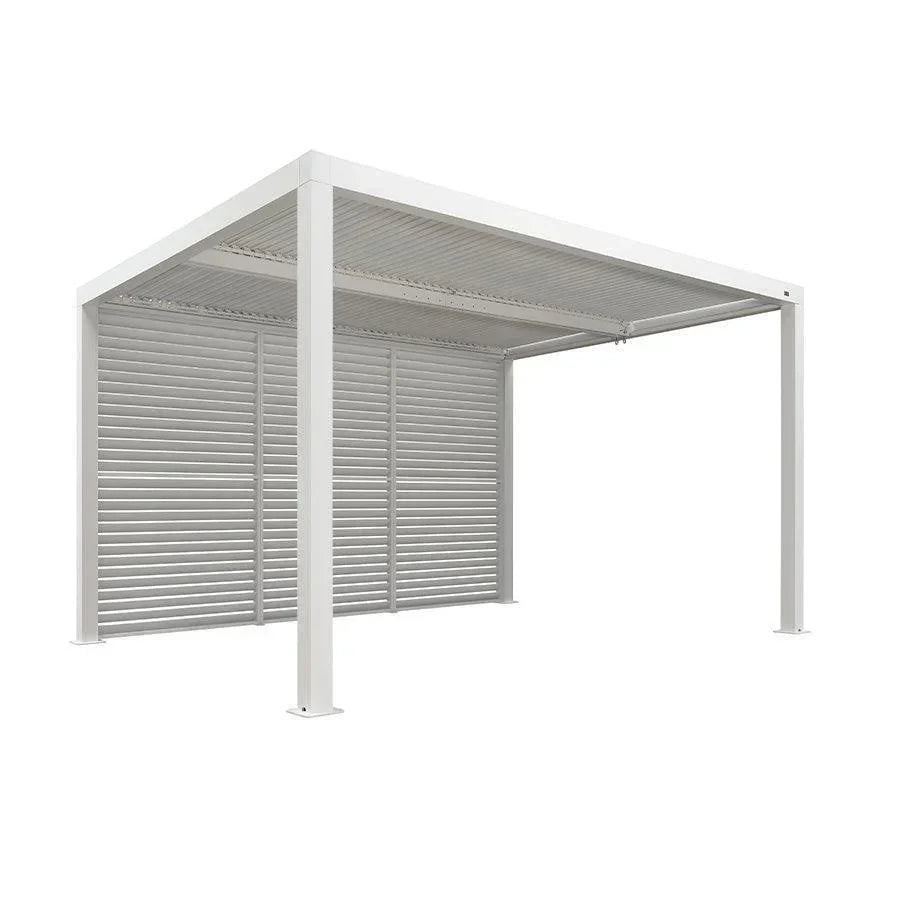 PURPLE LEAF Athena Louvered Pergola white Outdoor Aluminum Pergola with Shutter Wall Adjustable Gazebo Rainproof for Patio Deck Garden