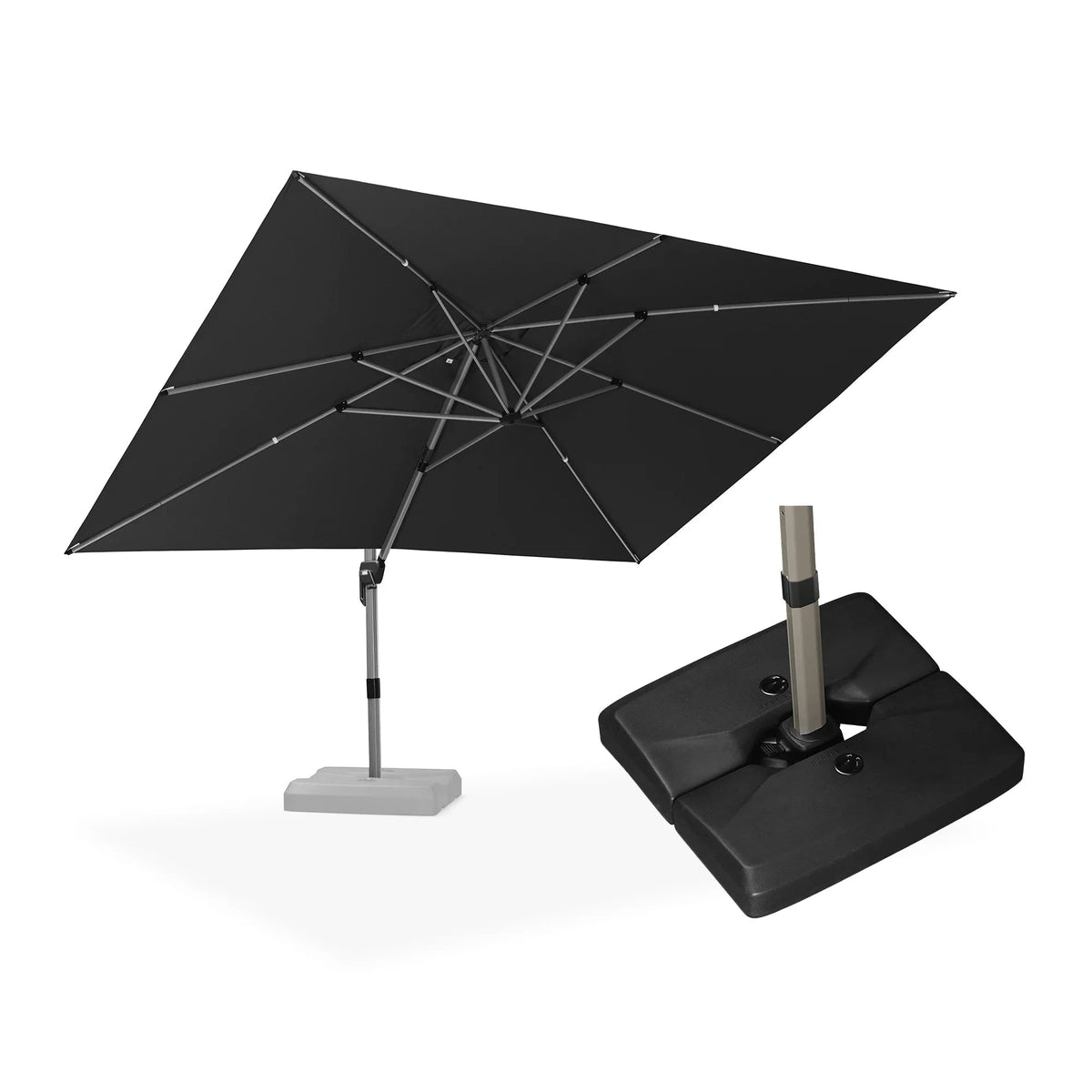 PURPLE LEAF Hailar Deluxe Aluminum Patio Umbrella with Base, Square and Rectangular Umbrella