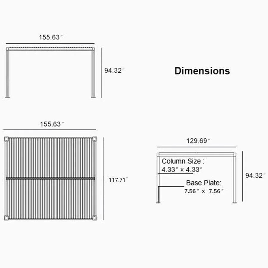 PURPLE LEAF Athena Louvered Pergola White Outdoor Aluminum Pergola with Roller Blind Adjustable Gazebo for Patio Deck Garden