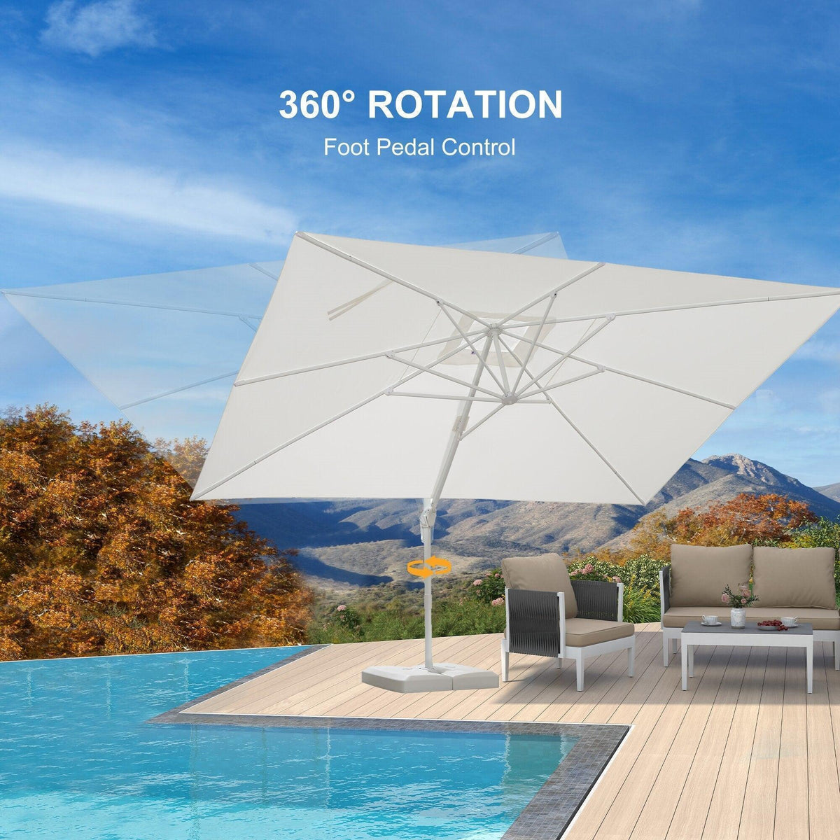 PURPLE LEAF Outdoor Patio Umbrella with Base, Best White Cantilever Umbrellas