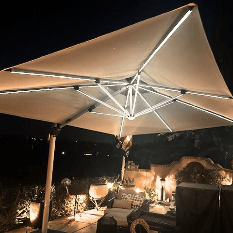 PURPLE LEAF Solar Powered Umbrella LED Rectangular Patio Umbrella with Lights