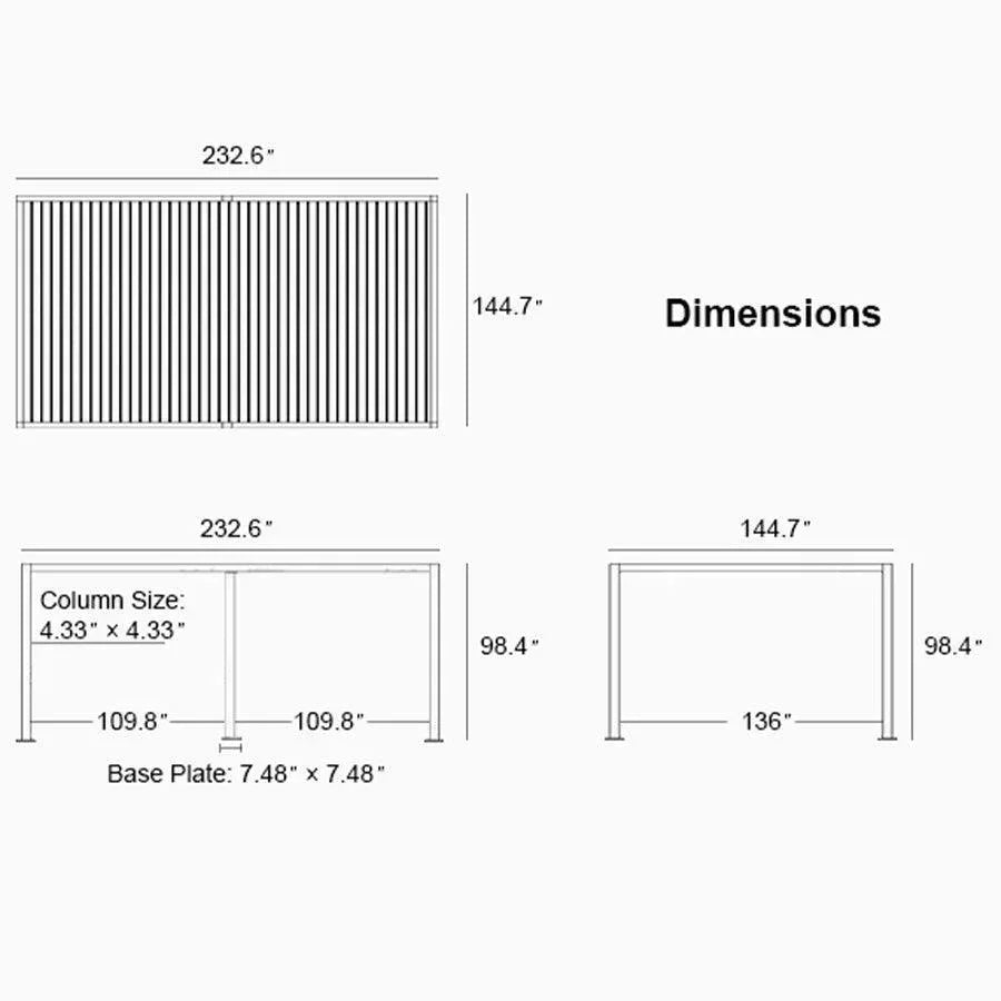 PURPLE LEAF Athena Louvered Pergola Bronze Outdoor Aluminum Pergola with Roller Blind Adjustable Gazebo for Patio Deck Garden