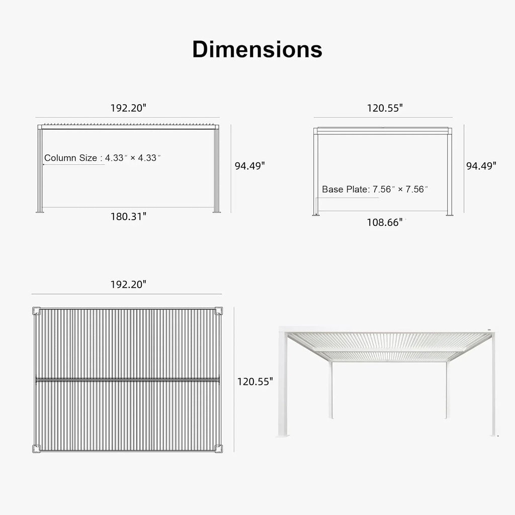 PURPLE LEAF Athena Louvered Pergola Outdoor Aluminum Pergola with Adjustable Roof for Deck Backyard Garden Hardtop Gazebo