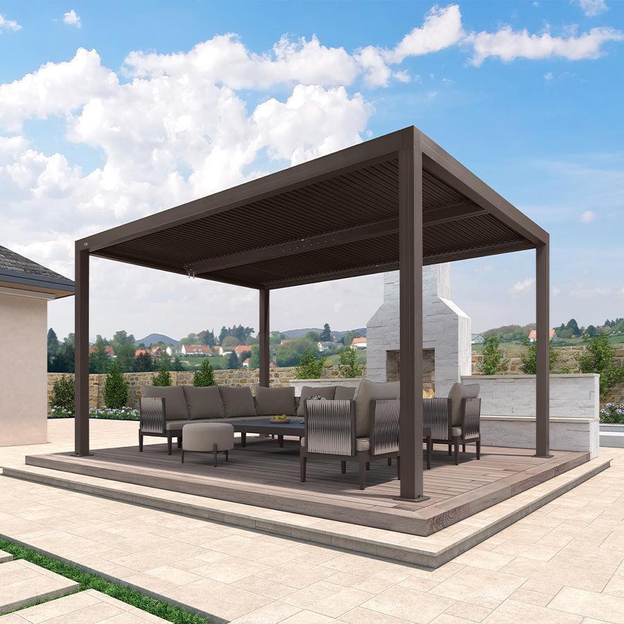 PURPLE LEAF Athena Louvered Pergola Outdoor Aluminum Pergola with Adjustable Roof for Deck Backyard Garden Hardtop Gazebo
