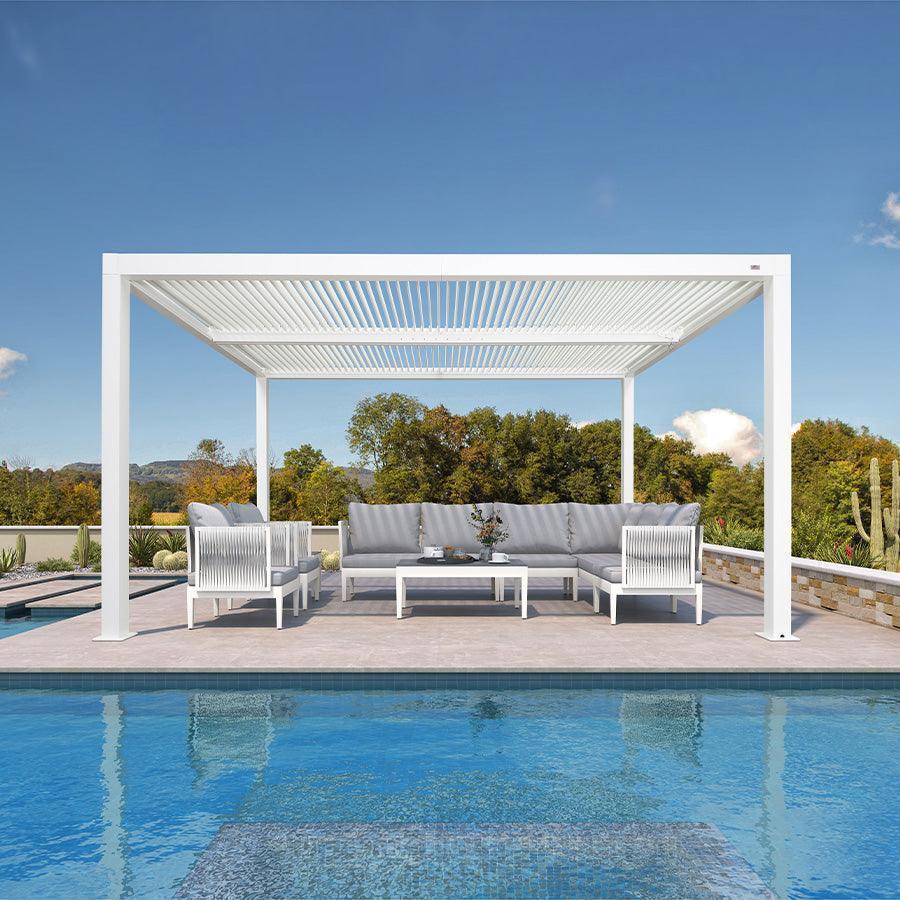 PURPLE LEAF Athena Louvered Pergola Outdoor Aluminum Pergola with Adjustable Roof for Deck Backyard Garden Hardtop Gazebo