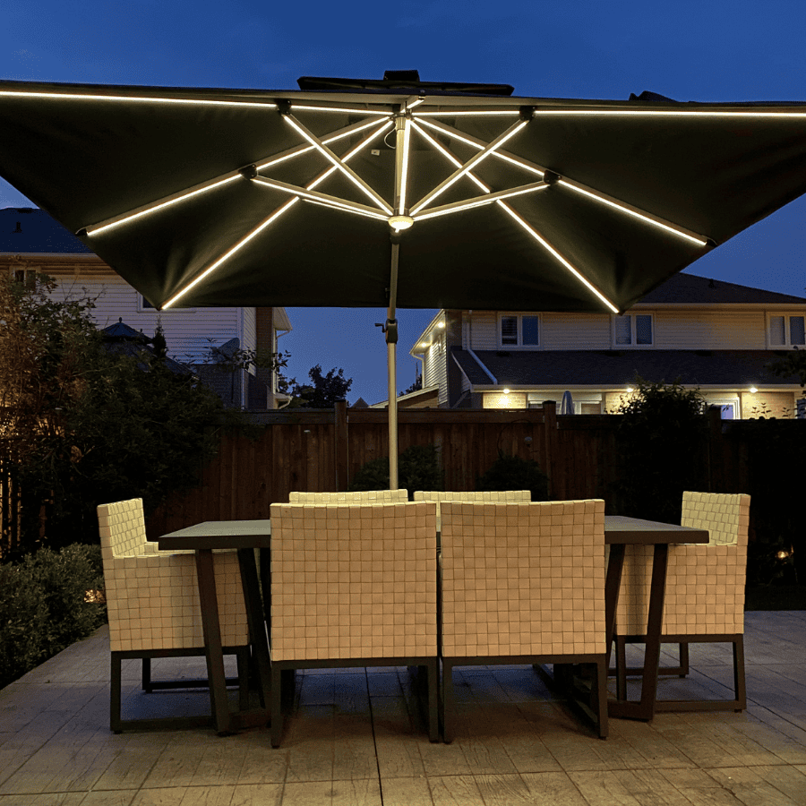 PURPLE LEAF Large Solar Yard Umbrellas Double Top Square Patio Umbrella with Lights