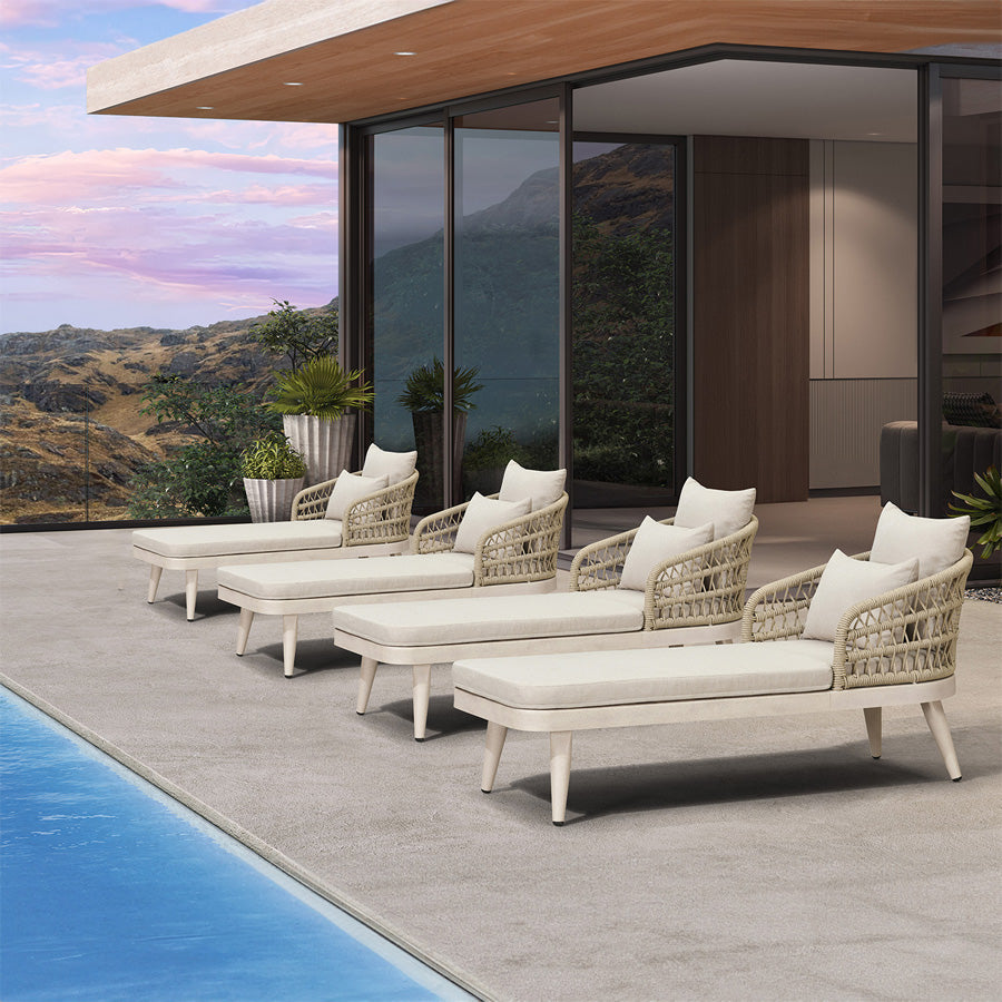 PURPLE LEAF Patio Chaise Lounge Chair  Aluminum Pool Lounge Chairs for Outdoor with 2 Cushions for Deck, Pool, Lawn, Garden, Courtyard, Porch