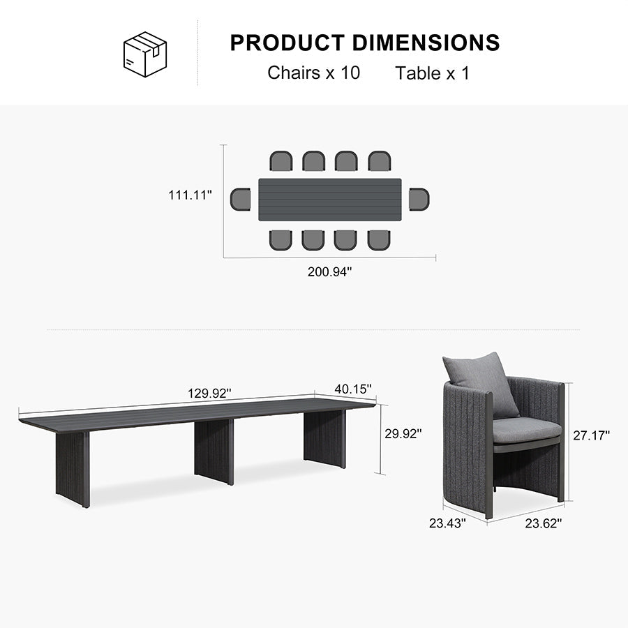 PURPLE LEAF Sanori Outdoor Dining Set Weather-Resistant Aluminum Table and Chairs Set with Backrest Pillow and Olefin Cushions for Deck