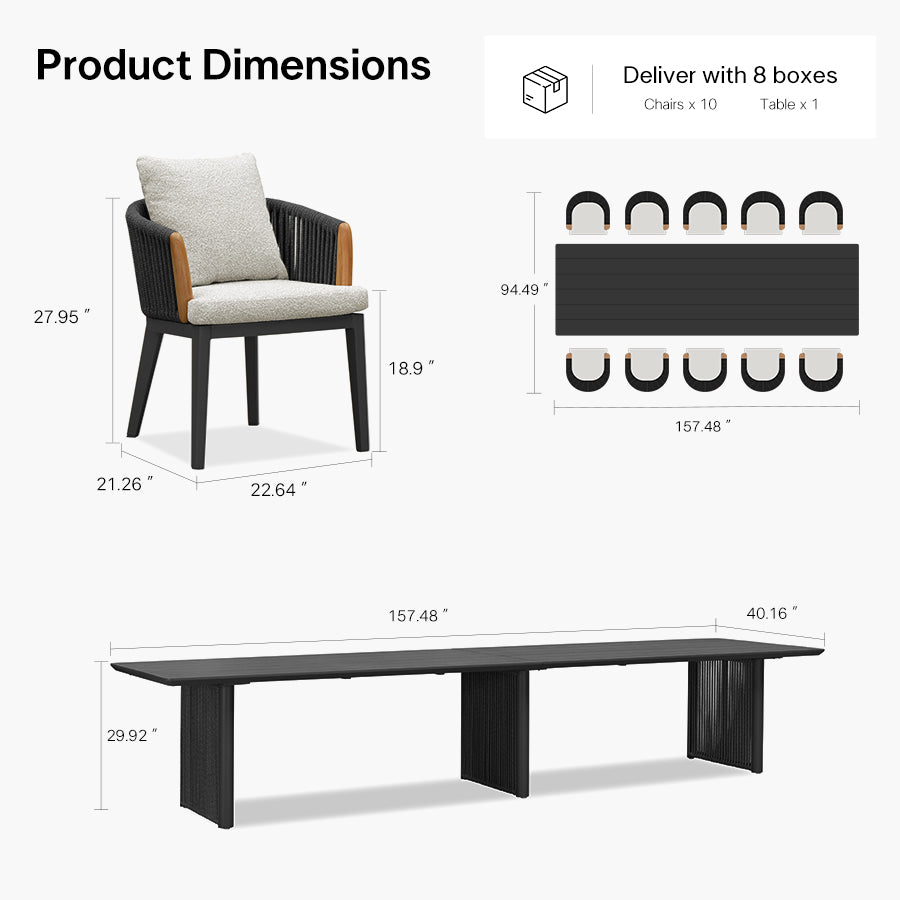 PURPLE LEAF Hailar Outdoor Dining Set for Family, Aluminum Outdoor Patio Table and Chairs Set with Olefin Cushions, Patio Furniture Set for Garden or Deck