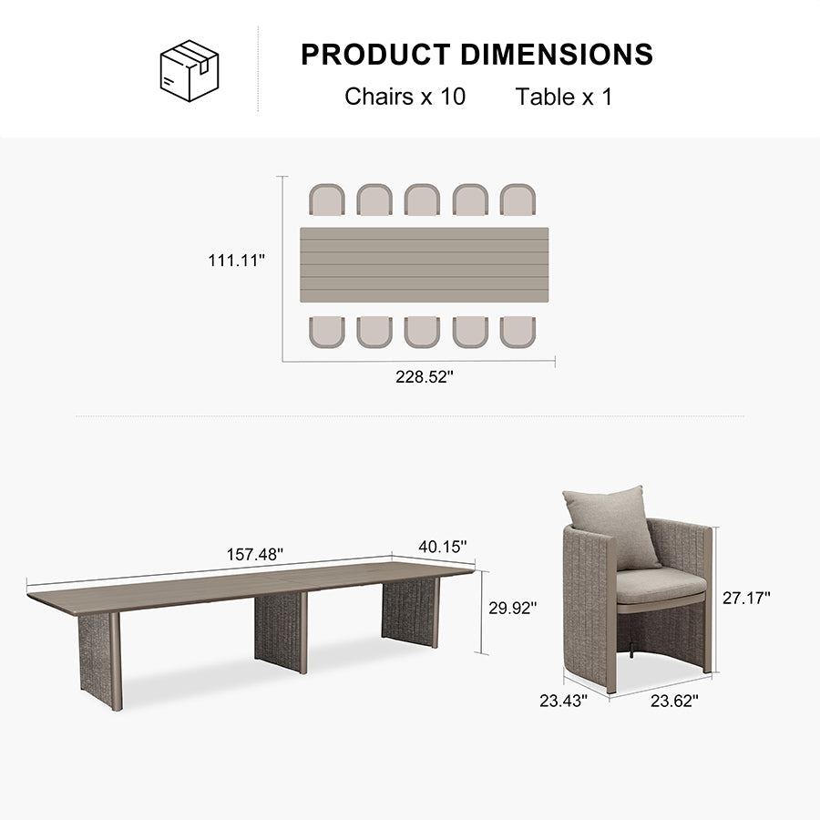 PURPLE LEAF Sanori Patio Dining Set Modern Large Weather-Resistant Table and Aluminum Chairs with Cushions for Garden Beige