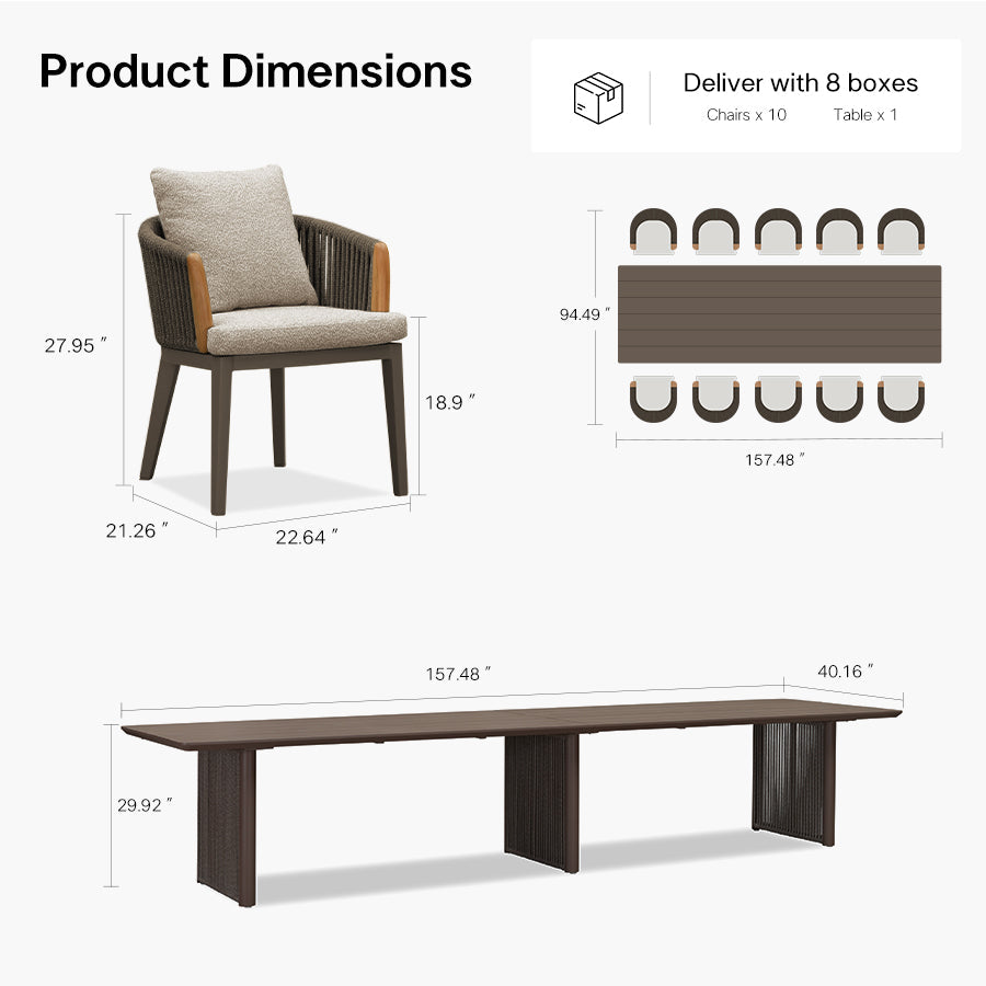 PURPLE LEAF Hailar Outdoor Dining Set for Family, Aluminum Outdoor Patio Table and Chairs Set with Olefin Cushions, Patio Furniture Set for Garden or Deck