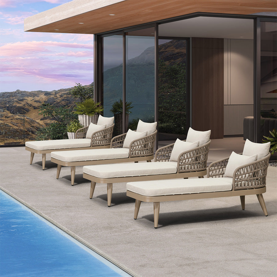PURPLE LEAF Patio Chaise Lounge Chair  Aluminum Pool Lounge Chairs for Outdoor with 2 Cushions for Deck, Pool, Lawn, Garden, Courtyard, Porch