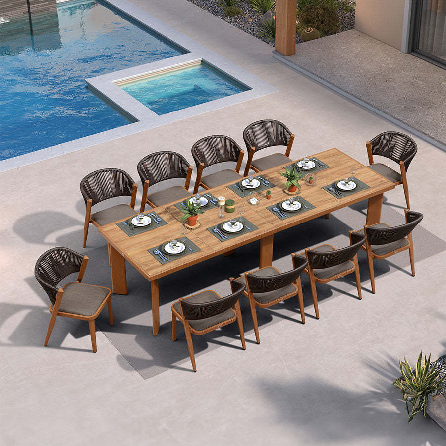 PURPLE LEAF 7 / 9 / 11 pcs Outdoor Dining Set Patio Dining Furniture for Lawn Backyard Deck Brown
