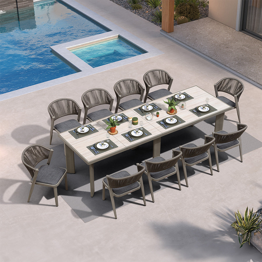 PURPLE LEAF 7 / 9 / 11 pcs Outdoor Dining Set Patio Dining Furniture for Lawn Backyard Deck Brown