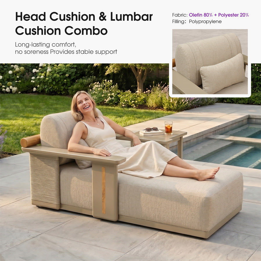 PURPLE LEAF Outdoor Chaise Lounge Chair Aluminum Patio Lounge Chair with Pillow Lounger Recliner Chiar for Beach Pool Lawn Tanning Lounge