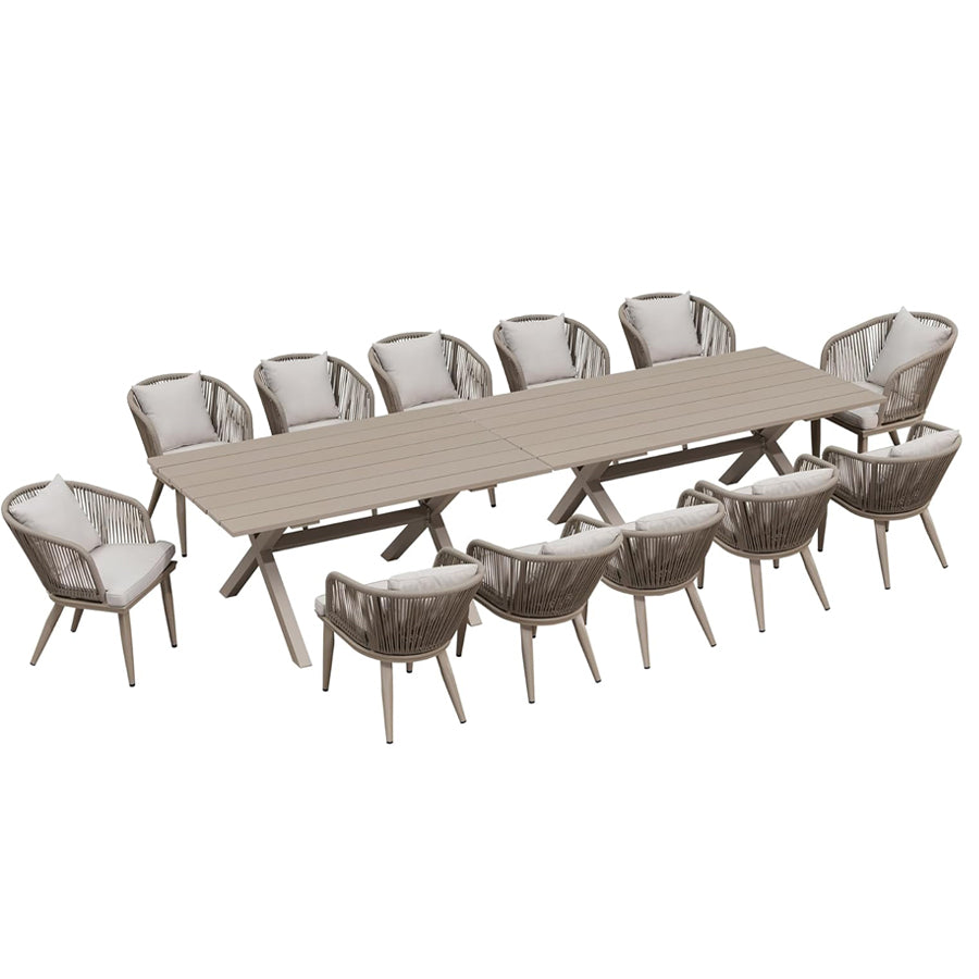 PURPLE LEAF Patio Dining Sets Aluminum Frame and Handwoven Wicker Chairs Set for Garden Deck, Cushions and Pillows included
