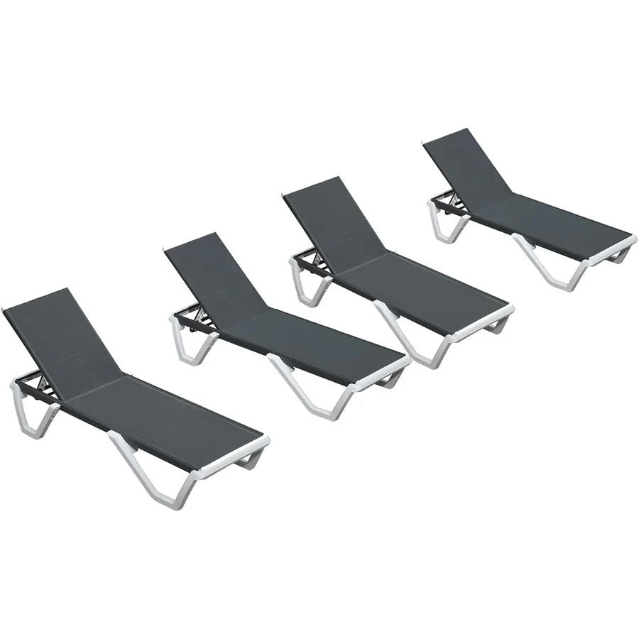 PURPLE LEAF Patio Chaise Lounge Plastic Pool Outdoor Lounge Chair with Aluminum Frame Stackable Patio Tanning Chairs for Poolside Sunbathing Beach Deck Yard