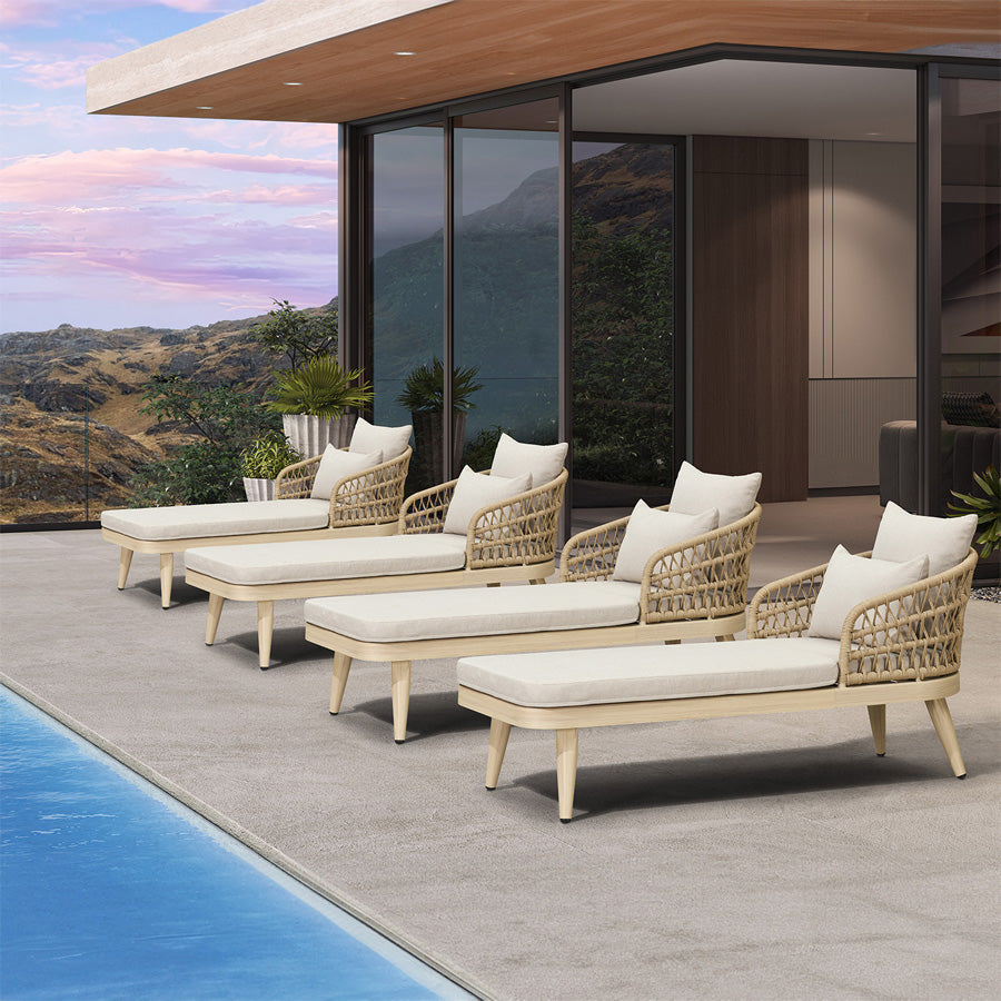 PURPLE LEAF Patio Chaise Lounge Chair  Aluminum Pool Lounge Chairs for Outdoor with 2 Cushions for Deck, Pool, Lawn, Garden, Courtyard, Porch