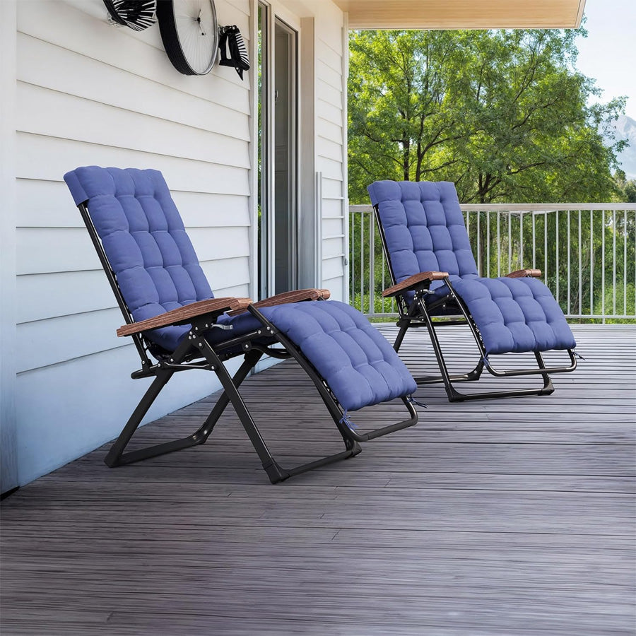 PURPLE LEAF Outdoor Reclining Chair Patio Zero Gravity Chaise Lounge Folding Chair with Removable Cushion Adjustable Headrest for Lawn Camping Beach Pool