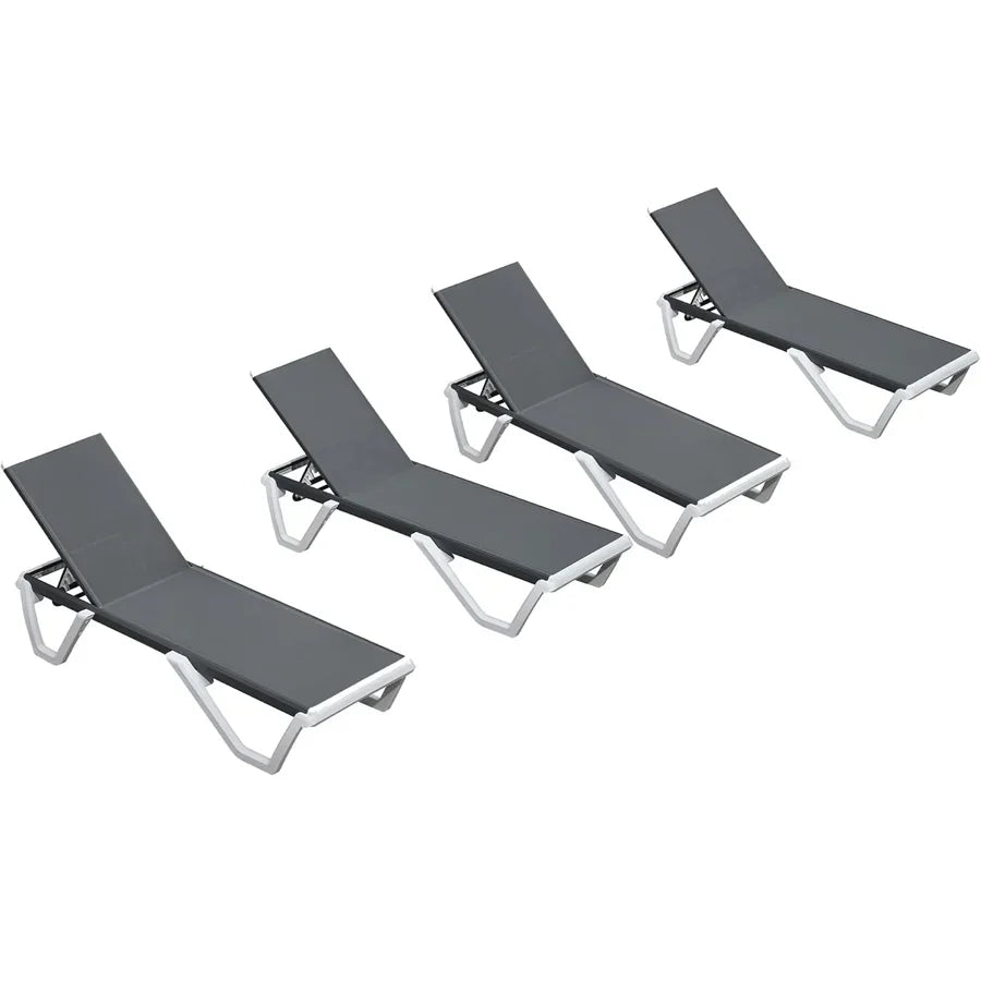 PURPLE LEAF Patio Chaise Lounge Plastic Pool Outdoor Lounge Chair with Aluminum Frame Stackable Patio Tanning Chairs for Poolside Sunbathing Beach Deck Yard