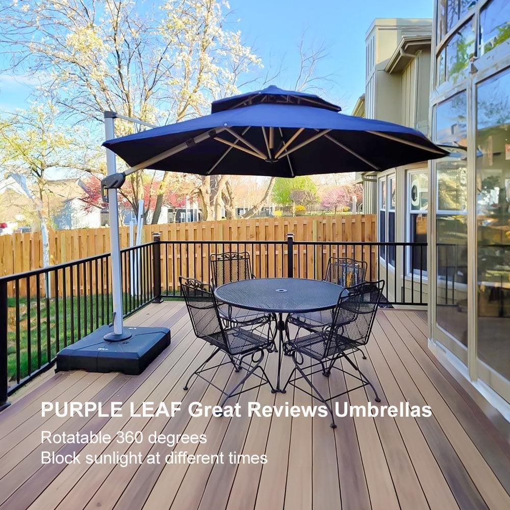 PURPLE LEAF Round Cantilever Patio Umbrella Heavy Duty Umbrella for Porch Garden Pool