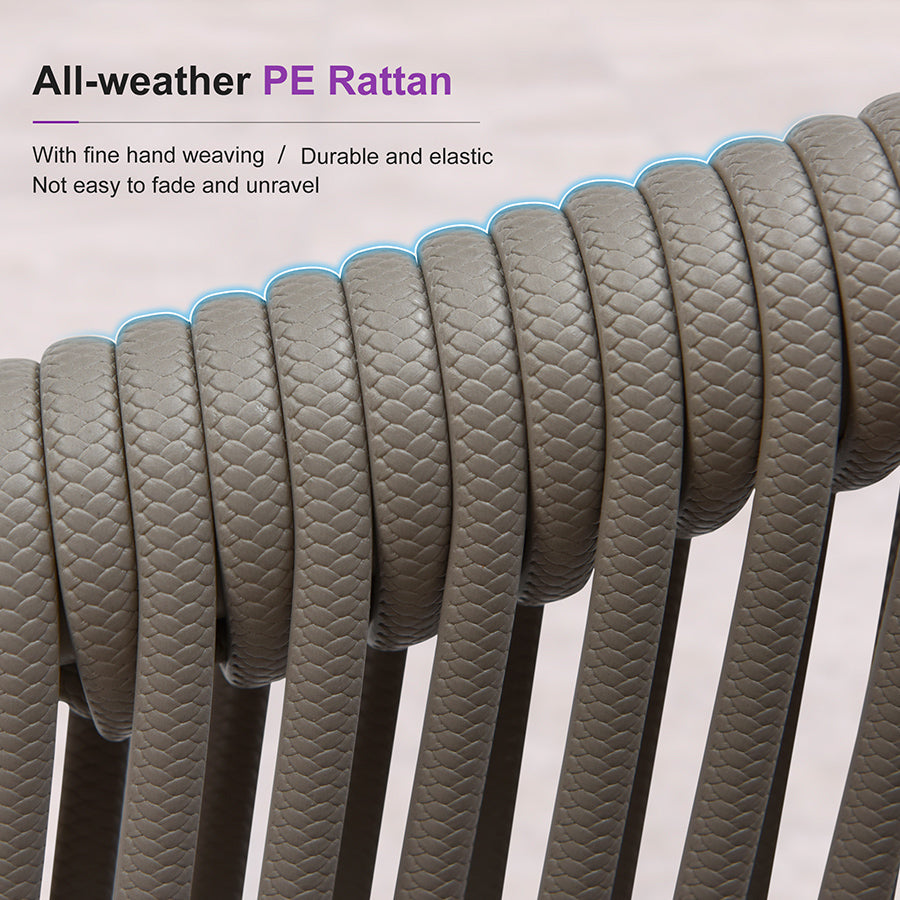 PURPLE LEAF Round Patio Dining Set with Aluminum Frame and Wicker Rattan Dining Chair with Comfortable Cushions for Deck Porch Kitchen Outdoor