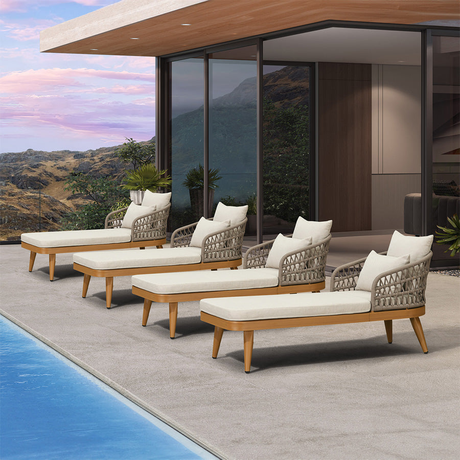 PURPLE LEAF Patio Chaise Lounge Chair  Aluminum Pool Lounge Chairs for Outdoor with 2 Cushions for Deck, Pool, Lawn, Garden, Courtyard, Porch