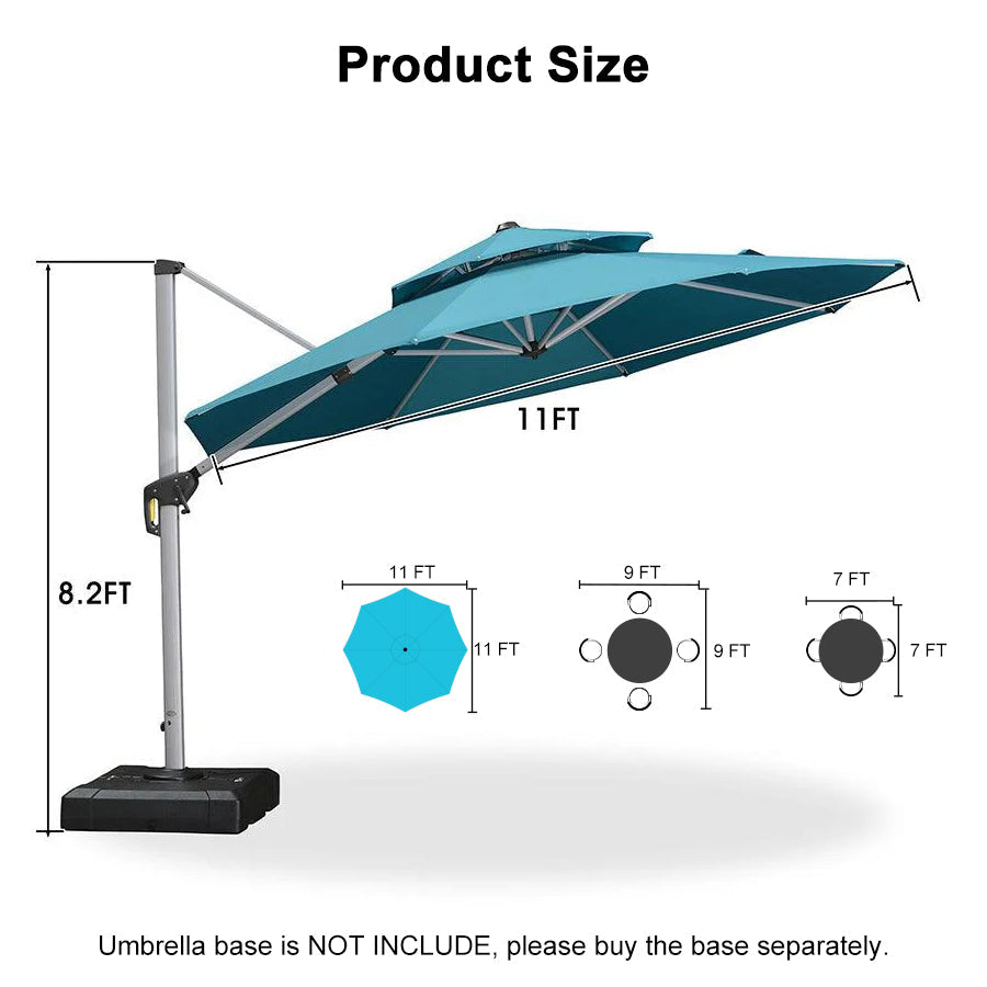 PURPLE LEAF Round Cantilever Patio Umbrella Heavy Duty Umbrella for Porch Garden Pool