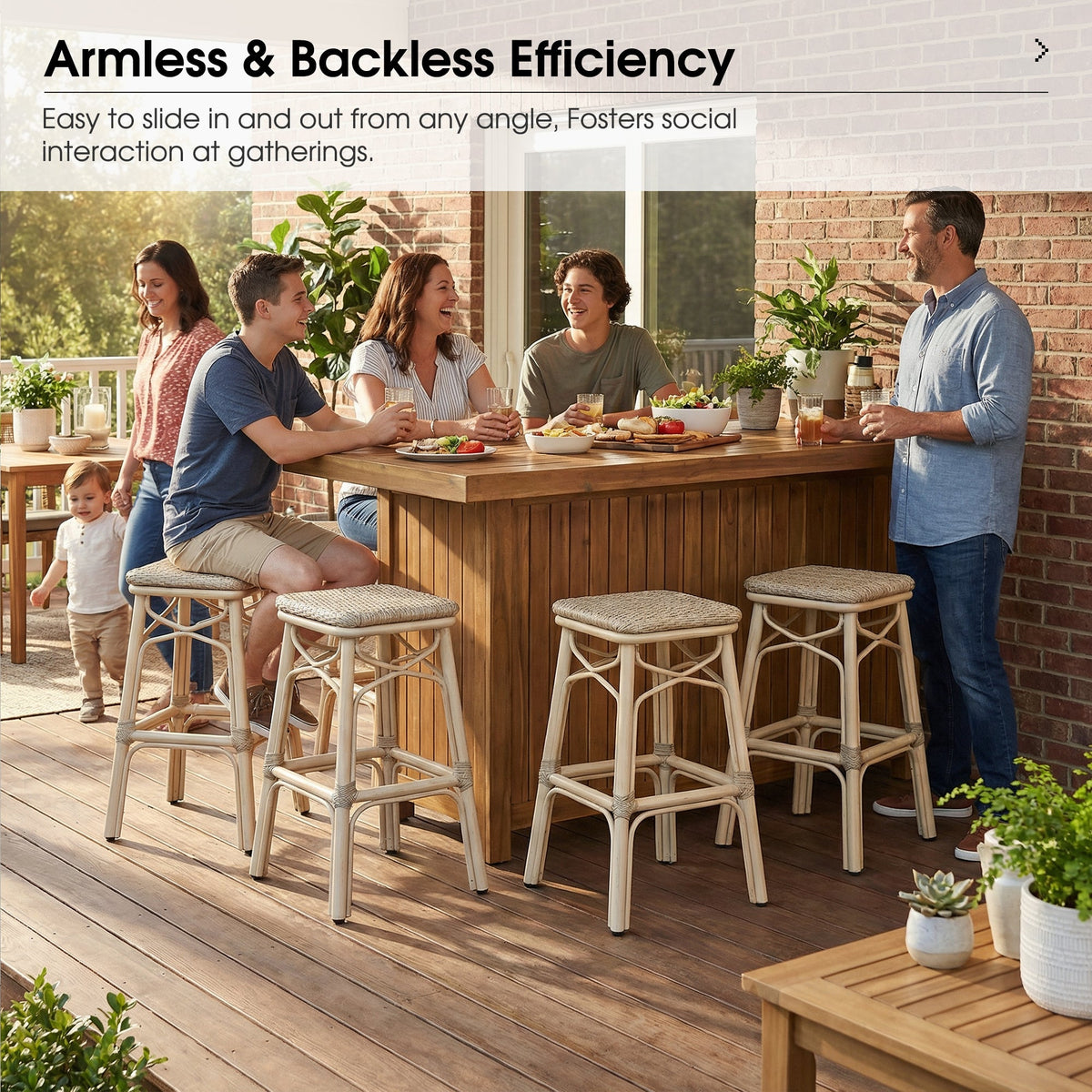 PURPLE LEAF Outdoor Bar Stools Set of 2 Rattan Patio Tall Bar Chairs Aluminum Frame with Back Barstools for Kitchen Garden Backyard Bistros Restaurant