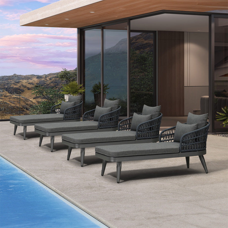 PURPLE LEAF Patio Chaise Lounge Chair  Aluminum Pool Lounge Chairs for Outdoor with 2 Cushions for Deck, Pool, Lawn, Garden, Courtyard, Porch