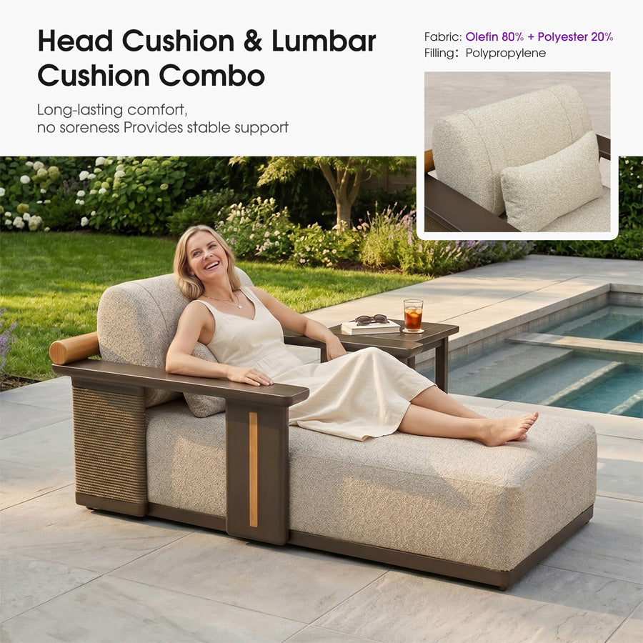 PURPLE LEAF Outdoor Chaise Lounge Chair Aluminum Patio Lounge Chair with Pillow Lounger Recliner Chiar for Beach Pool Lawn Tanning Lounge