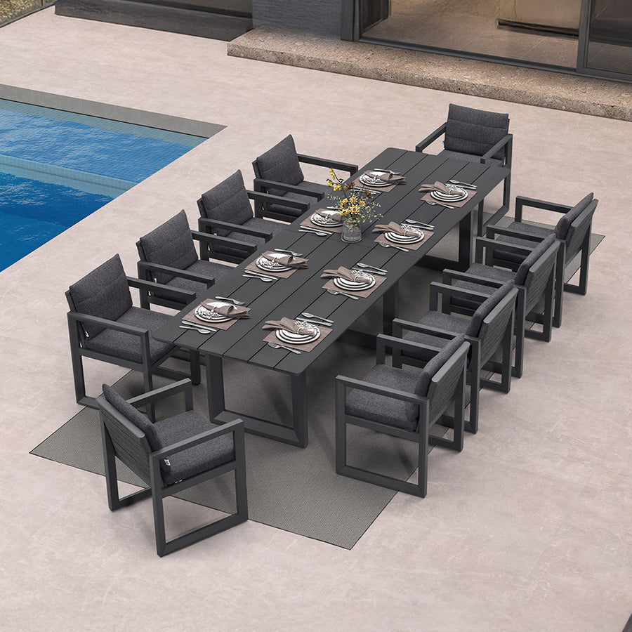 PURPLE LEAF Caesar Outdoor Dining Set Aluminum Luxury Patio Furniture Table and Chairs Set with Olifen Removable Thick Cushion and Pillow Patio Dining Sets for Garden Deck