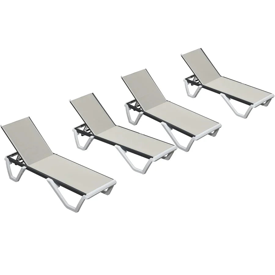 PURPLE LEAF Patio Chaise Lounge Plastic Pool Outdoor Lounge Chair with Aluminum Frame Stackable Patio Tanning Chairs for Poolside Sunbathing Beach Deck Yard