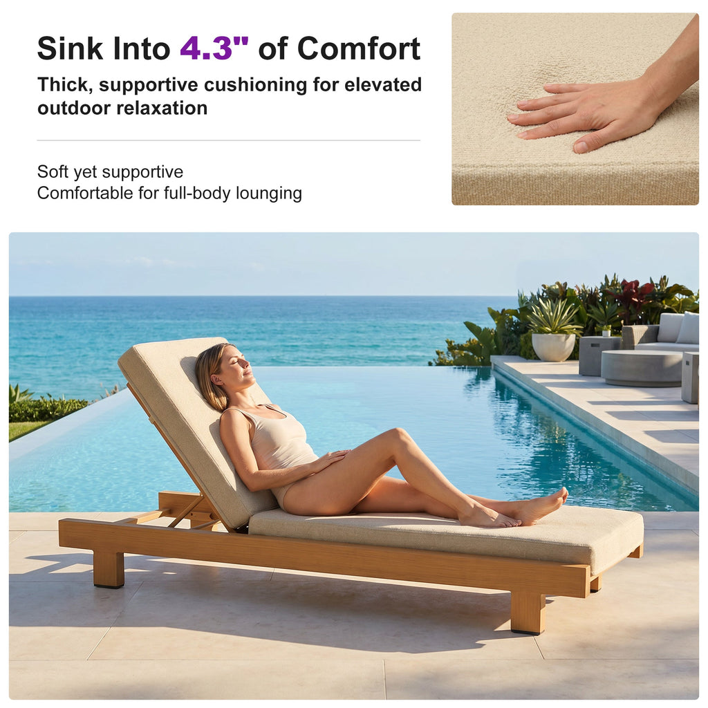 PURPLE LEAF Outdoor Standard Daybed for Patio,  Poolside Chaise Lounge Bed with Cushion, Olefin Blend Fabric, Aluminum Frame Sunbed for Deck and Backyard