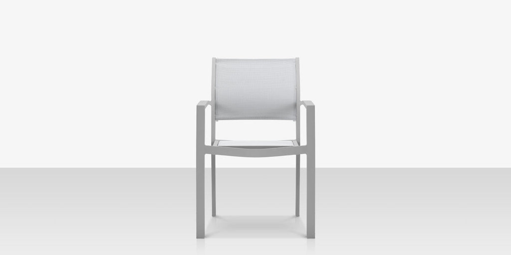 Fusion Dining Arm Chair - Kessler Silver Frame / Cloud Gray Sling