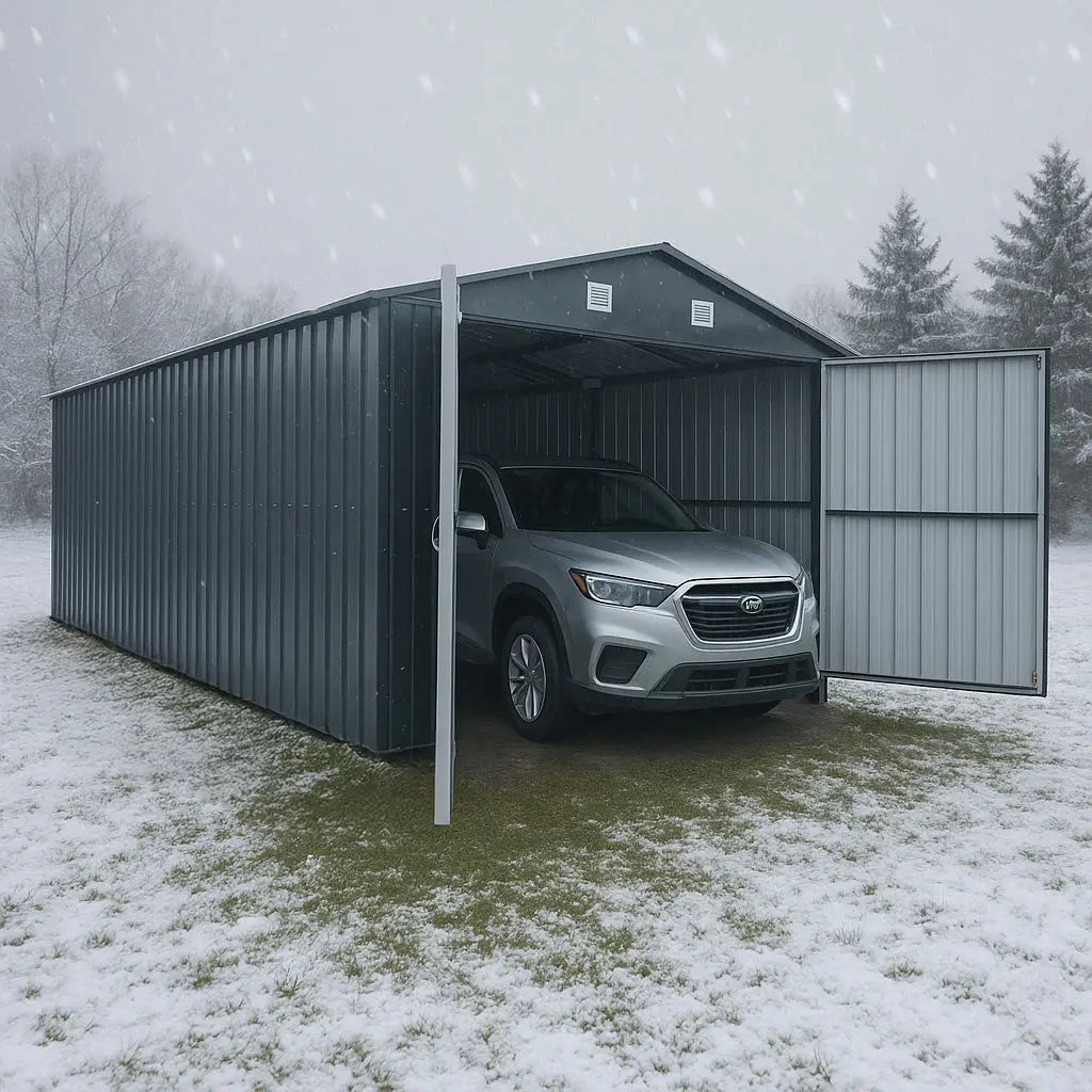 TMG Heavy Series™ 10' x 20' Metal Garage Shed with Double Front Doors and Side Entry Door, 8' Peak Height TMG-MS1020B