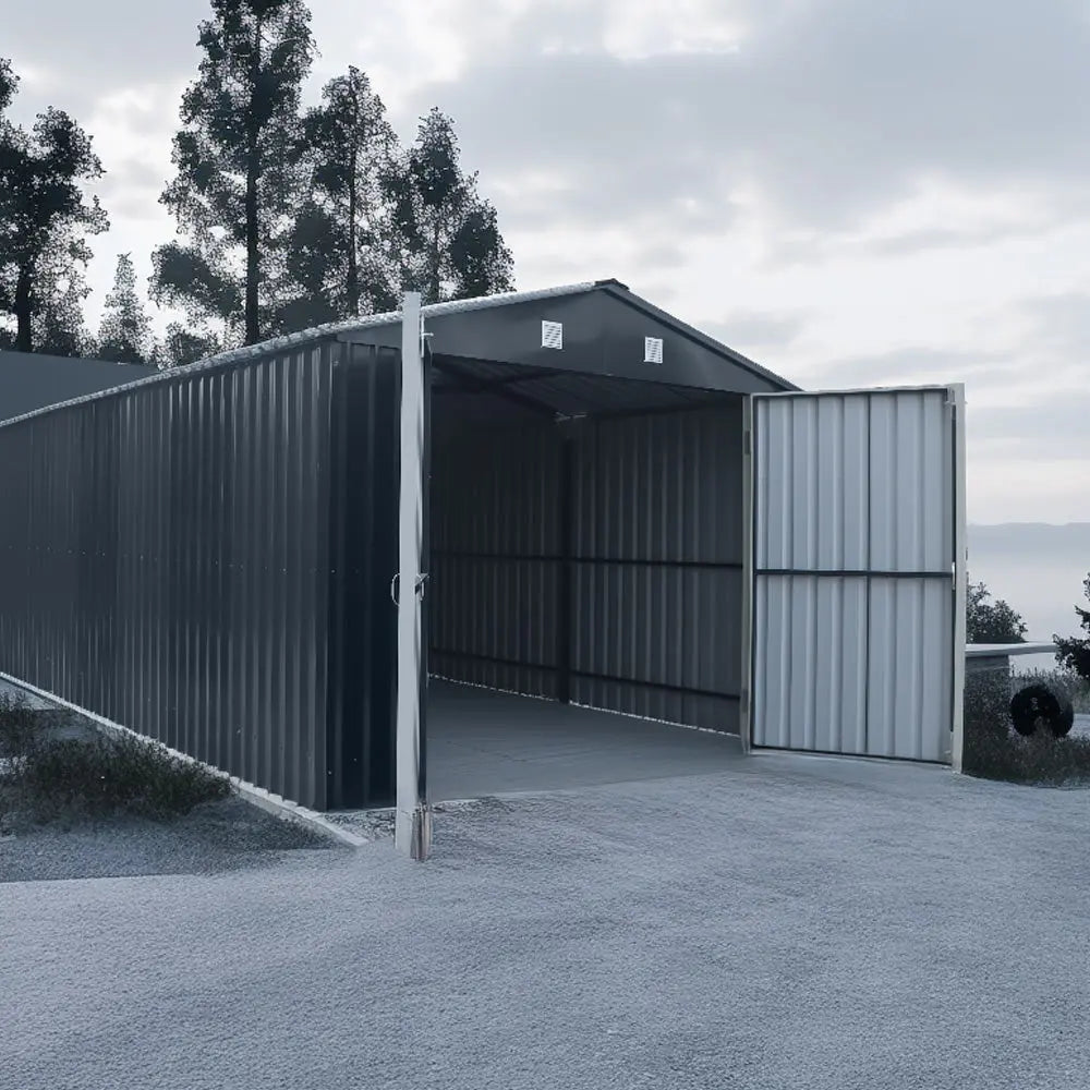 TMG Heavy Series™ 10' x 20' Metal Garage Shed with Double Front Doors and Side Entry Door, 8' Peak Height TMG-MS1020B