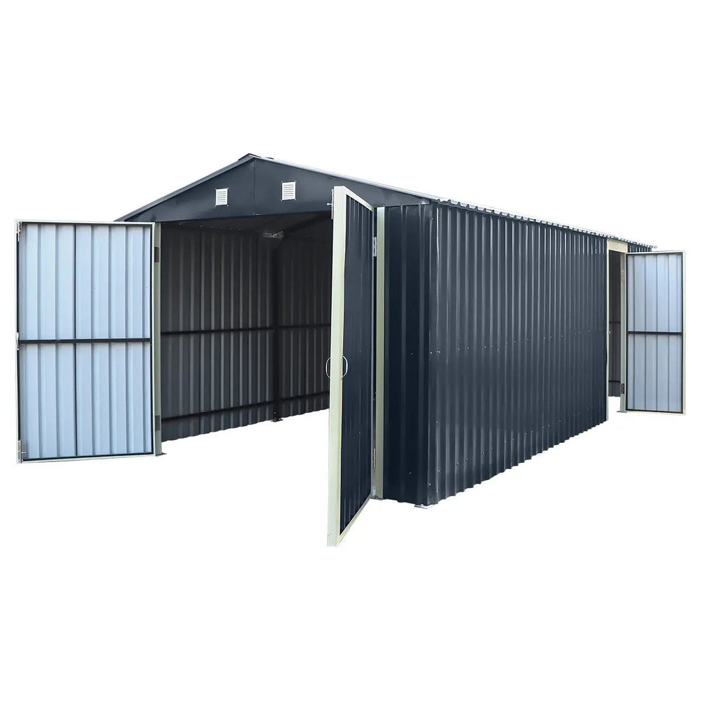 TMG Heavy Series™ 10' x 20' Metal Garage Shed with Double Front Doors and Side Entry Door, 8' Peak Height TMG-MS1020B