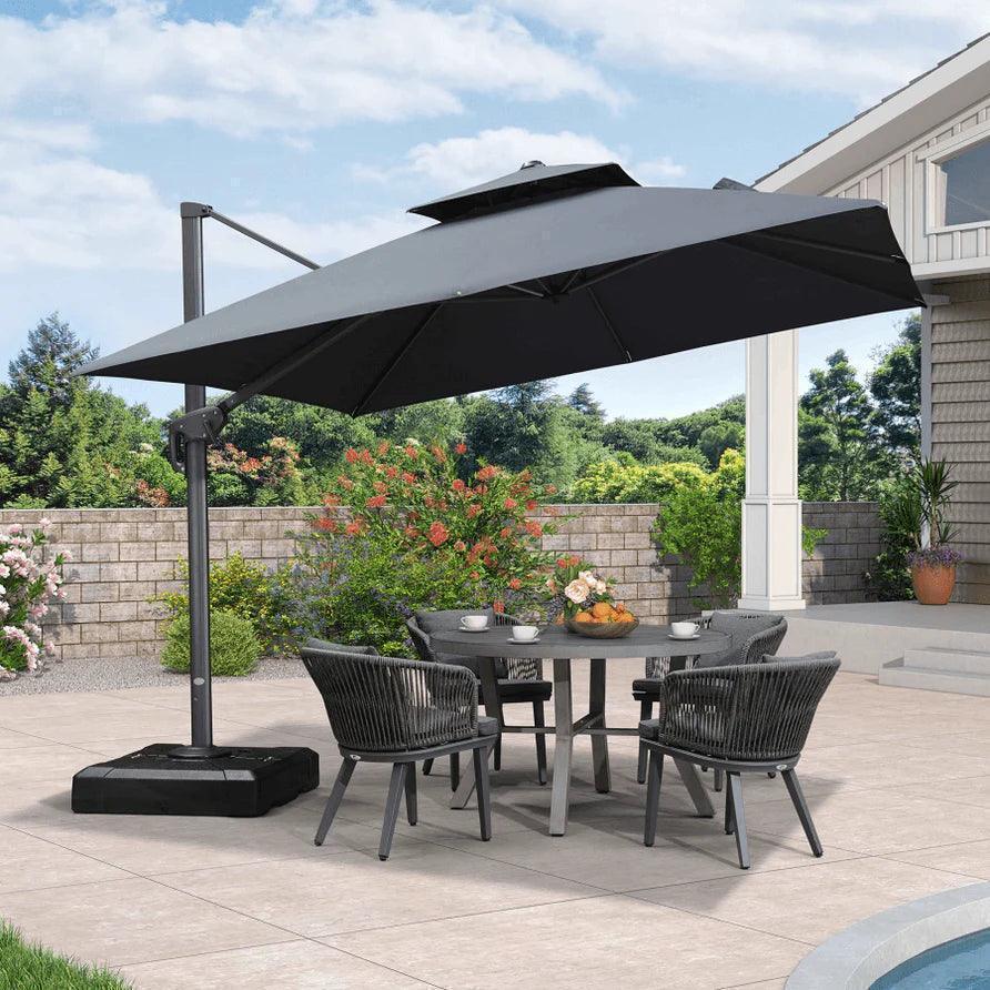 PURPLE LEAF Cantilever Patio Umbrella Gray Pole Outdoor Umbrella with UV Protection