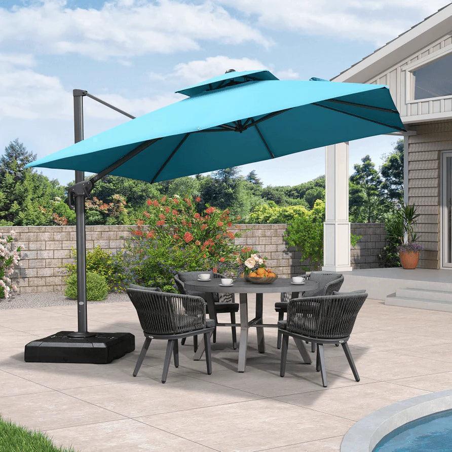 PURPLE LEAF Cantilever Patio Umbrella Gray Pole Outdoor Umbrella with UV Protection