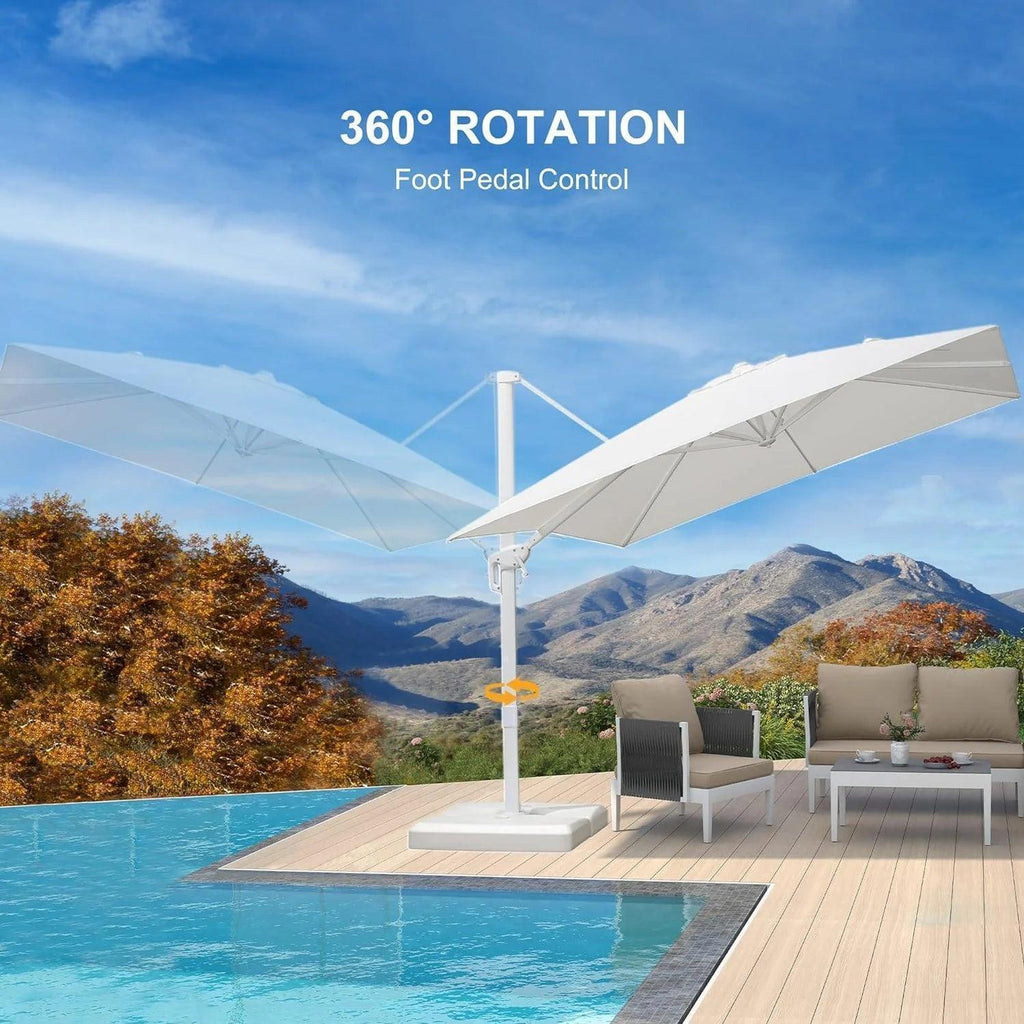 PURPLE LEAF Outdoor Patio Umbrella with Base, Best White Cantilever Umbrellas