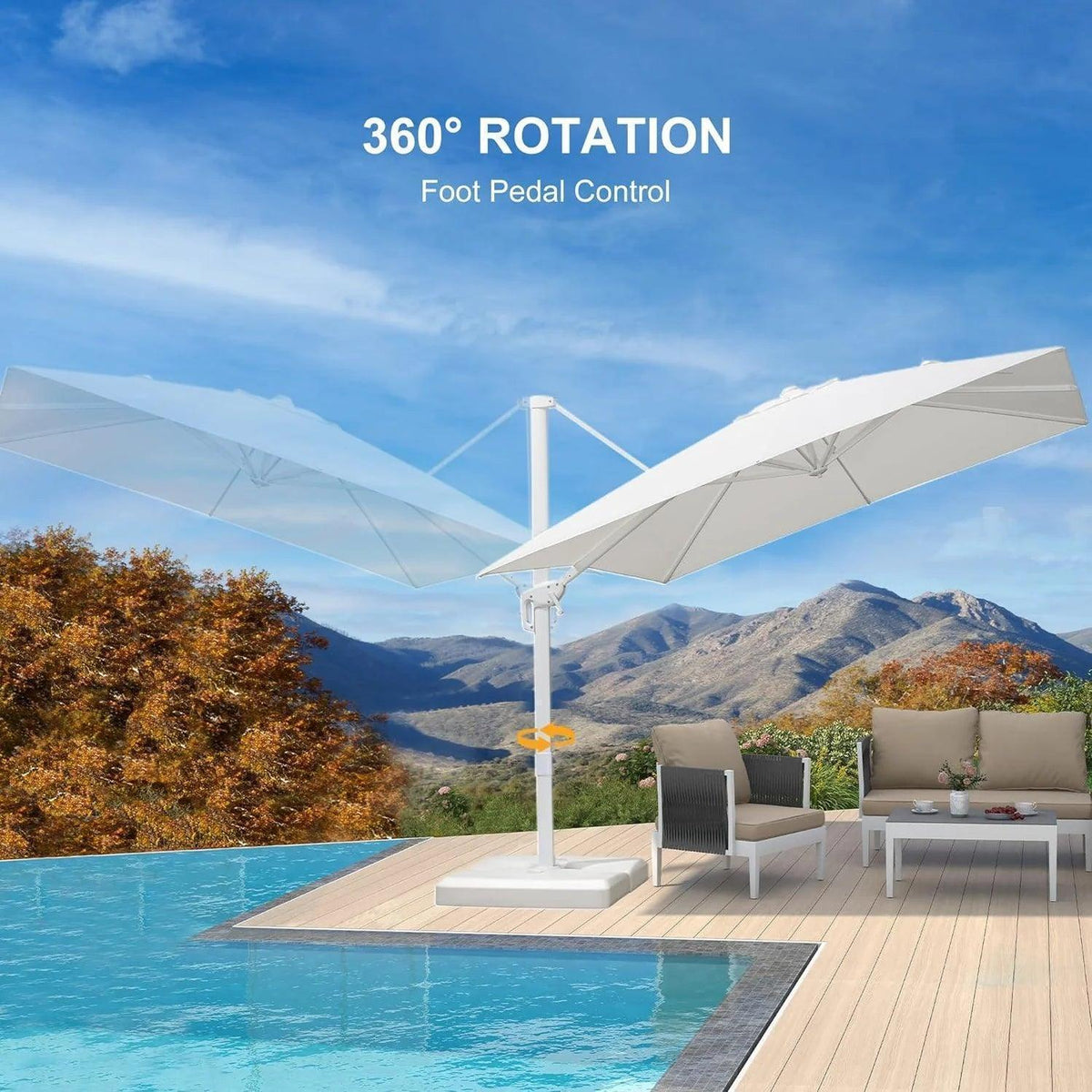 PURPLE LEAF Outdoor Patio Umbrella with Base, Best White Cantilever Umbrellas